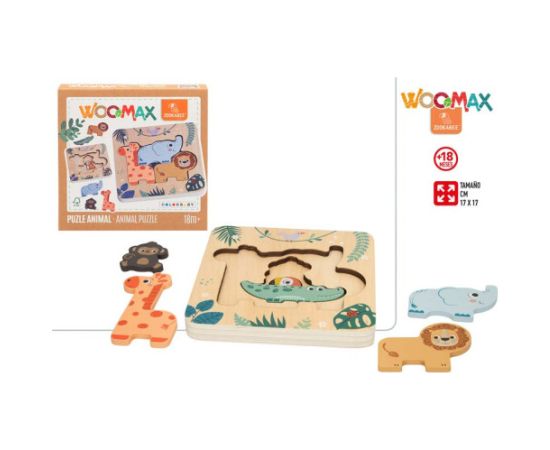 Koka puzzle Dzīvnieki 17x17 cm 18 m+ CB47565 Galda spēles