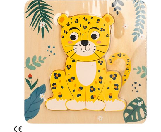 Koka puzzle Dzīvnieki 4 elementi 15x15 cm 18 m+ CB47563 Galda spēles