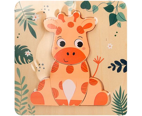 Koka puzzle Dzīvnieki 4 elementi 15x15 cm 18 m+ CB47563 Galda spēles