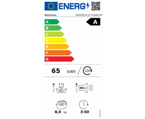 Electrolux EW9D587KC1E veļas žāvētājs 8kg ar siltumsūkni 900.sērija PerfectCare Veļas žāvētāji
