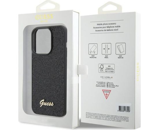 Guess PU Disco Script Metal Case Aizsargapvalks Priekš Apple iPhone 15 Pro Max Neoriģinālie Maciņi