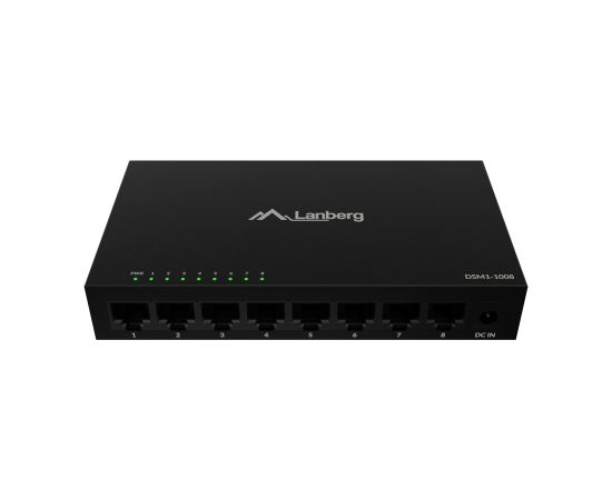 Lanberg Switch 8x1GB/s Unmanagment Gigabit Ethernet Desktop 12V metal case DSM1-1008 Switch