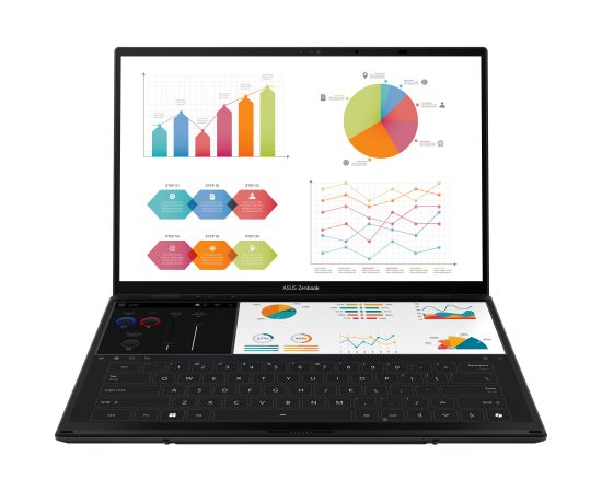 Asus Zenbook Duo UX8406CA-QL287W Inkwell Gray 14 " OLED Touchscreen FHD 1920 x 1200 pixels Intel Core Ultra 7 255H 16 GB LPDDR5X Solid-state drive capacity 1000 GB Intel Arc Graphics Windows 11 Home 802.11be Bluetooth version 5.4 Keyboard language US inte Ноутбуки