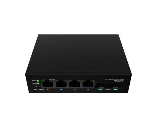 Lanberg Switch Light IndustrialPoE 1xBT 3xAT 2xSFP Din Unmanagment Gigabit Ethernet ILGE-4P-2S-90 Unmanaged Switch