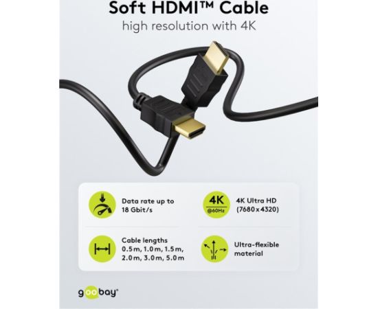 Goobay 80104 Soft HDMI High-Speed Cable with Ethernet Soft 3 m  Кабель HDMI