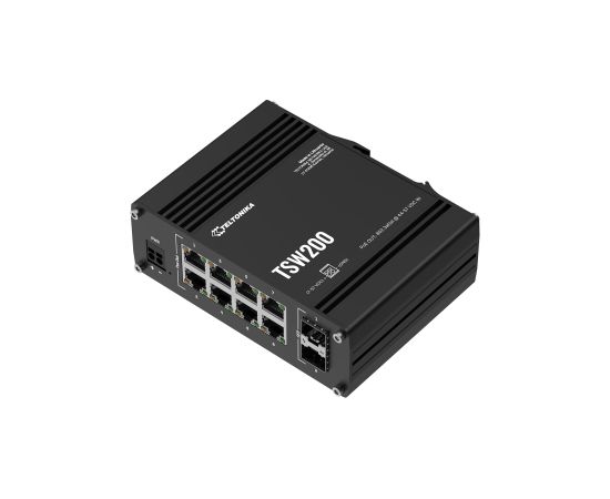 Teltonika TSW200 Industrial POE+ Ethernet Switch DIN rail mountable SFP ports quantity 2 PoE+ ports quantity 8 Коммутаторы (Switch)