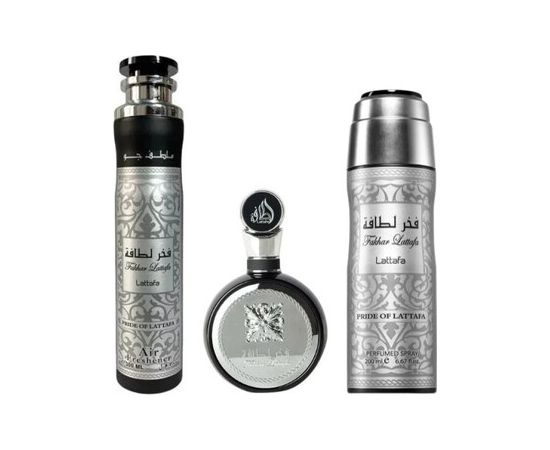 Fakhar Lattafa Black Dárková sada EDP 100 ml, deospray 200 ml a bytová vůně 300 ml 100ml Парфюмерные наборы