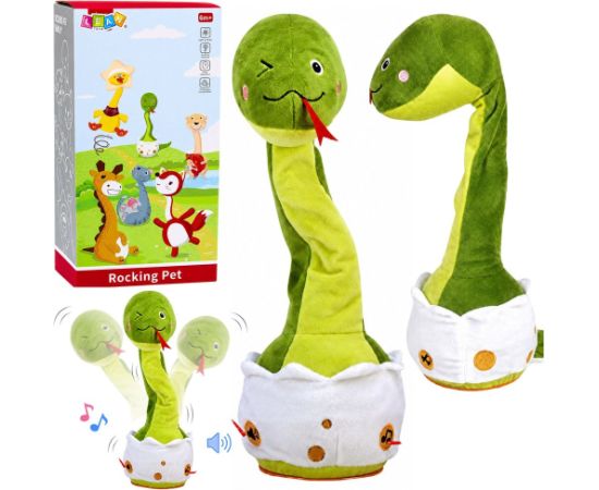 LeanToys Pluszowy Tańczący Wąż Maskotka Interaktywna Muzyczna Dźwięki Zielony Мягкие игрушки