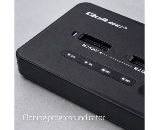 Qoltec 52366 M.2 NVMe SSD Docking Station | PCIe | USB-C | 20 Gb/s | DUAL 2 x 8TB | Offline cloning Dokstacijas portatīvajiem datoriem