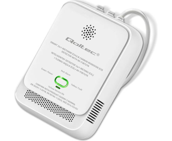 Qoltec 52654 2in1 natural gas and carbon monoxide (CO) leak detector | CH4 | CO | NG | Tuya | Wi-Fi | 85dB alarm | LED Умный дом