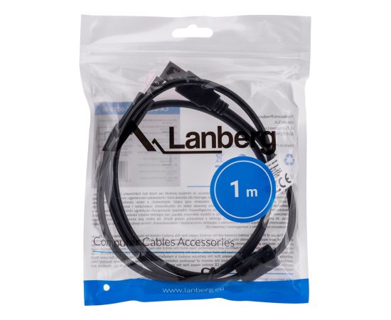 Lanberg CA-USBA-11CC-0010-BK USB cable 1 m 2.0 USB B Black Дата USB-кабели