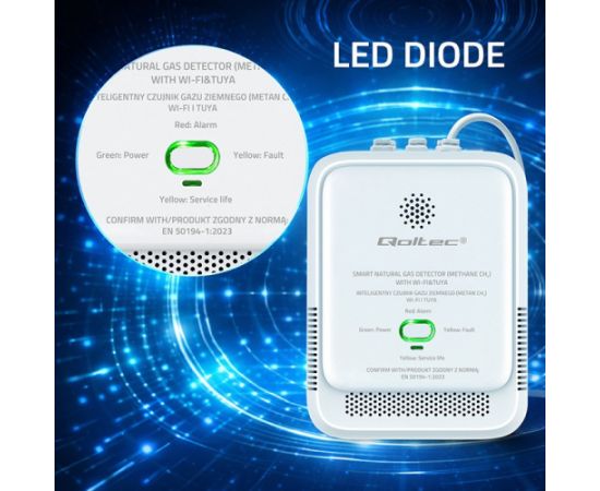 Qoltec 52651 Natural Gas Leak Sensor | CH4 detector | NG | Tuya | Wi-Fi | 85dB alarm | LED Gudrā māja