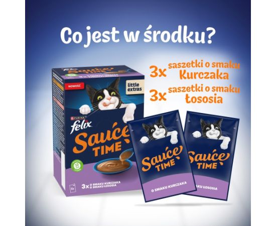 PURINA FELIX Sauce Gravy Liquid Chicken/Salmon6x40g Kaķu konservi