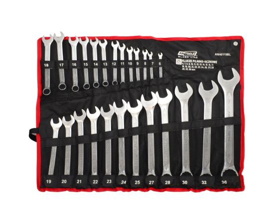 Kombinētu uzgriežņu atslēgu komplekts AWTools AW40119BL; 6-36 mm; 25 gab. Механические инструменты