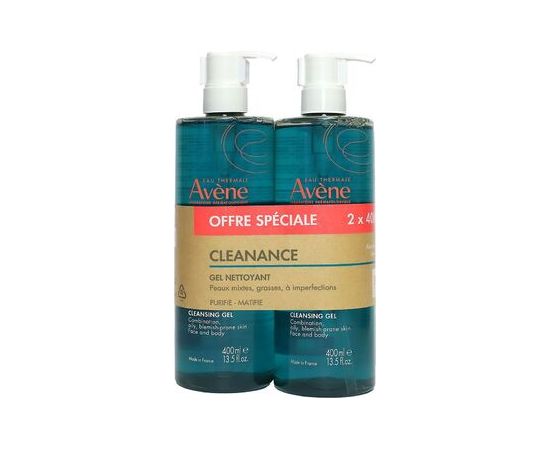 Avene Cleanance Cleansing Gel Duo - Čisticí gel bez mýdla pro mastnou a problematickou pleť 800ml Ķermeņa kosmētika