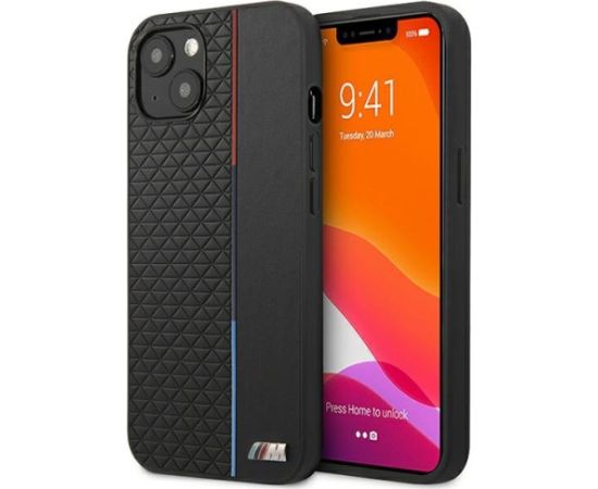 BMW M kolekcija BMHCP13STRTBK Back Case Aizmugurējais Ādas Apvalks Telefonam Apple iPhone 13 Mini Neoriģinālie Maciņi