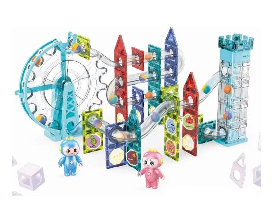 LeanToys Świecąca Zjeżdżalnia Dla Kulek Klocki Magnetyczne Winda Diabelskie Koło 129 Elementów LEAN Toys Konstruktori 