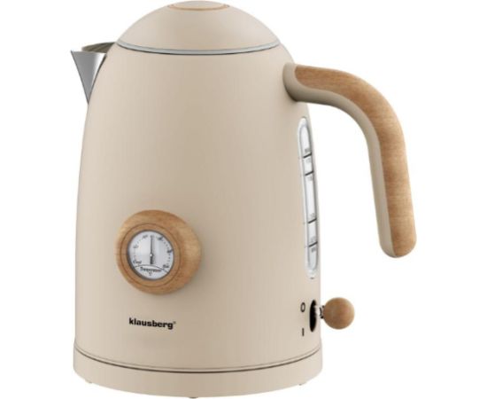 Elektriskā tējkanna ar termometru, bēša, retro, 2200W, 1,7 l, KB 9020, Klausberg Tējkannas (elektriskās)