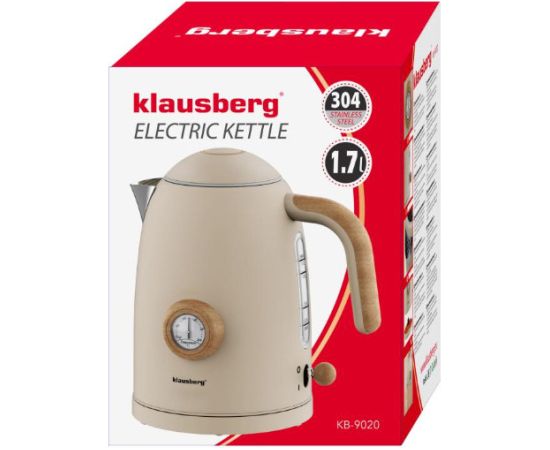Elektriskā tējkanna ar termometru, bēša, retro, 2200W, 1,7 l, KB 9020, Klausberg Tējkannas (elektriskās)
