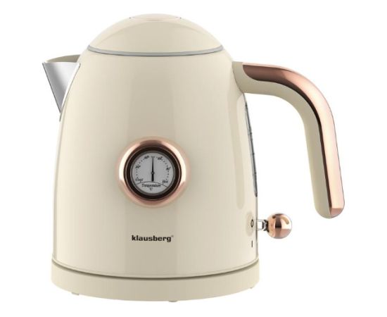 Klausberg Elektriskā tējkanna ar termometru, nerūsējošā tērauda, ​​krēmkrāsas, 1,0 l, 1200 W, KB 9018, Klausbe Tējkannas (elektriskās)