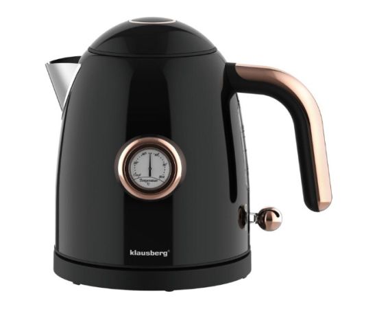 Elektriskā tējkanna ar termometru, nerūsējošā tērauda, ​​melna, 1,0 l, 1200 W, KB 9017, Klausberg Tējkannas (elektriskās)