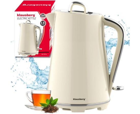 Elektriskā tējkanna, nerūsējošā tērauda, ​​krēmkrāsas, 1,7 l, 2200 W, KB 9016, Klausberg Tējkannas (elektriskās)