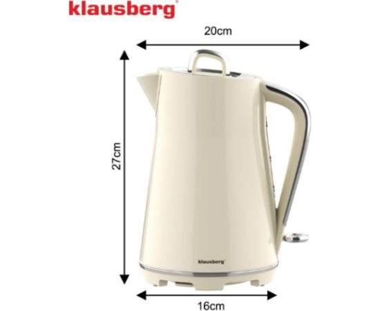 Elektriskā tējkanna, nerūsējošā tērauda, ​​krēmkrāsas, 1,7 l, 2200 W, KB 9016, Klausberg Tējkannas (elektriskās)