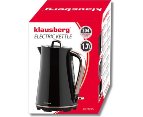 Elektriskā tējkanna, nerūsējošā tērauda, ​​melna, 1,7 l, 2200 W, KB 9015, Klausberg Tējkannas (elektriskās)