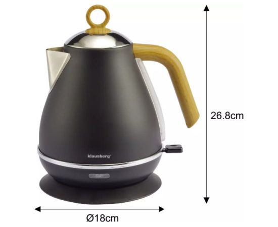 Elektriskā tējkanna, 2200 W, 1,7 l melna, KB 7706, Klausberg Tējkannas (elektriskās)