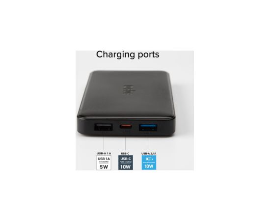Enerģijas krātuve SBS 10000mAh 10W Black USB 2.1A 10W, USB 1A 5W, USB-C 2.1A Power Banks