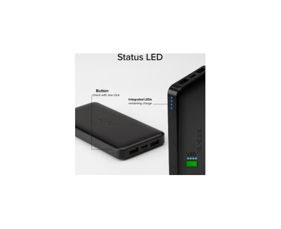 Enerģijas krātuve SBS 10000mAh 10W Black USB 2.1A 10W, USB 1A 5W, USB-C 2.1A Power Banks