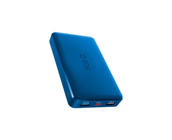 Enerģijas krātuve SBS 10000mAh 10W Cyan USB 2.1A 10W, USB 1A 5W, USB-C 2.1A Power Banks