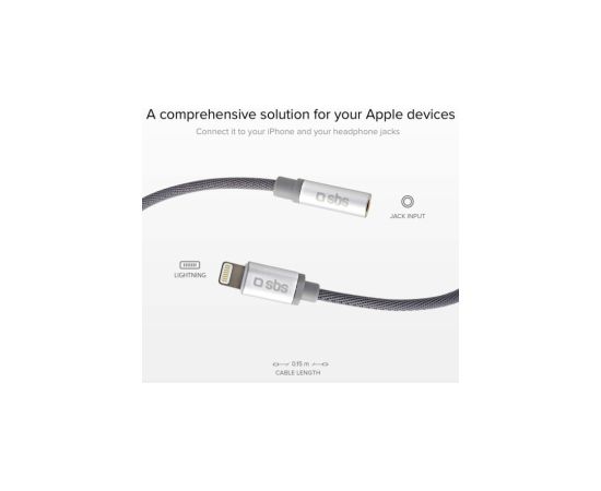 Adapteris-Kabelis SBS Audio Adapter Braided Lightning (M) - 3.5 mm (F) Дата USB-кабели