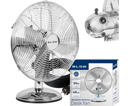 BLOW WENTYLATOR STOŁOWY 30CM SREBRNY METALOWY Ventilatori