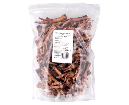 PETITTO Dried chicken feet - dog treat - 1kg Suņu barība
