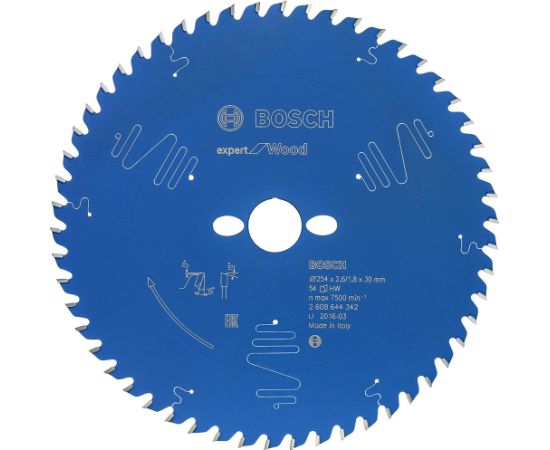 Griešanas disks kokam Bosch Expert for Wood; 254x30 mm; Z54 Zāģripas