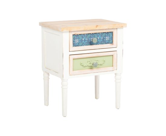 Night stand BIANCA 48x35xH58cm, antique white Gultas