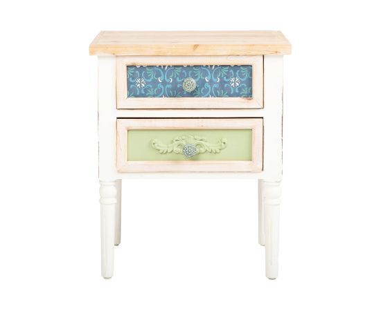 Night stand BIANCA 48x35xH58cm, antique white Gultas