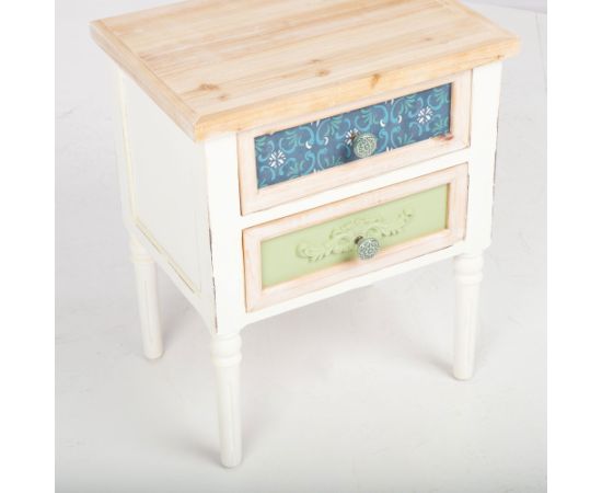 Night stand BIANCA 48x35xH58cm, antique white Gultas