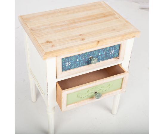 Night stand BIANCA 48x35xH58cm, antique white Gultas