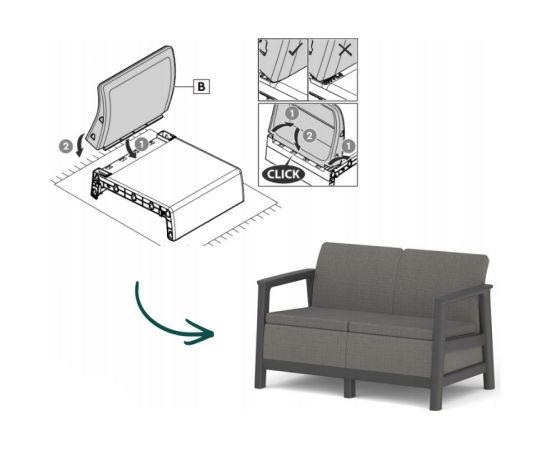 Keter Dārza dīvāns divvietīgs Scandi Linea 2 Seater Sofa pelēks Jaunumi -Dārzam