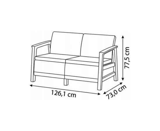 Keter Dārza dīvāns divvietīgs Scandi Linea 2 Seater Sofa pelēks Jaunumi -Dārzam