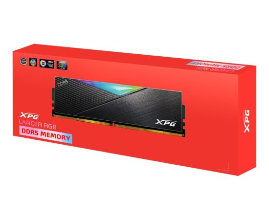 ADATA DDR5 16GB - 6400 - CL -32 -Single-Kit - DIMM - AX5U6400C3216G-CLARBK, Lancer RGB, XMP, black RAM Operatīvā atmiņa