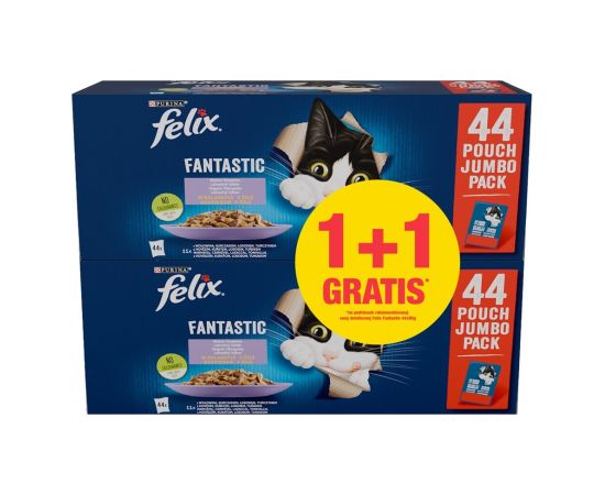 PURINA Felix Fantastic Selection of flavors in jelly - wet cat food - 44x85g + 44x85g GRATIS Консервы кошек