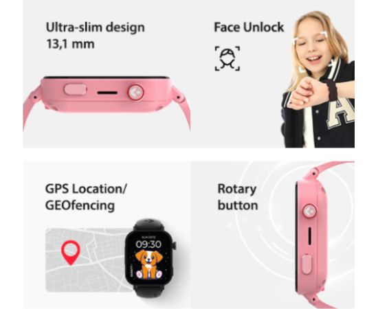 Išmanusis laikrodis vaikams su lietuvišku meniu Garett Kids Rel 4G Pink Rokas pulksteņi 