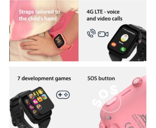 Išmanusis laikrodis vaikams su lietuvišku meniu Garett Kids Rel 4G Pink Rokas pulksteņi 