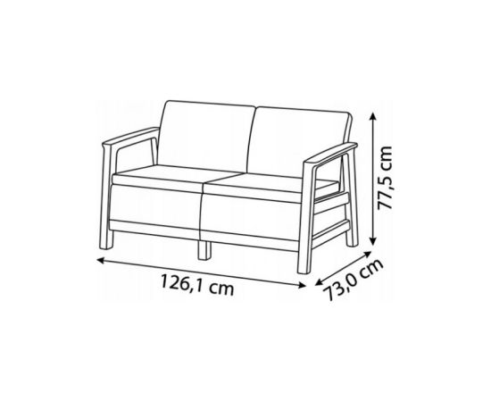 Keter Dārza dīvāns divvietīgs Scandi Linea 2 Seater Sofa gaiši pelēks/tumša tērauda pelēks Dārza dīvāni 