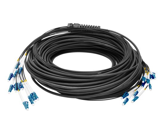 Digitus fiber optic universal breakout cable, duplex, LC/UPC connector, single mode OS2 (black, 50 meters, pre-assembled) Tīkla vadi