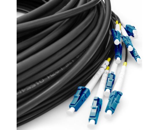 Digitus fiber optic universal breakout cable, duplex, LC/UPC connector, single mode OS2 (black, 50 meters, pre-assembled) Tīkla vadi