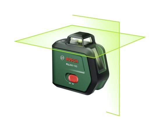 Krustveida lāzera nivelieris Bosch PLL360-15G zaļš Mērinstrumenti, Attāluma un līmeņa mērītāji